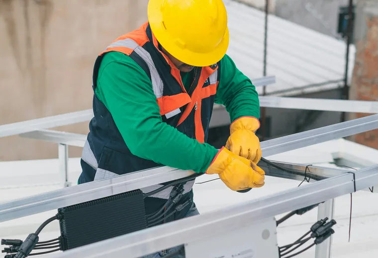 Solar cable work area with connector and cable preparation context